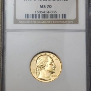1999 W $5 Gold Washington NGC MS70 almost 1/4 oz