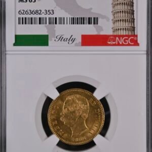 1882R Italy Gold 20 Lire NGC MS63