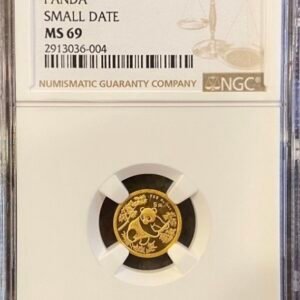 1992 Gold Panda 1/20 oz. 5 Yuan Small Date NGC MS69