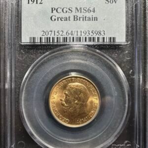 1912 Great Britain Gold 1 Sovereign 0.2354 oz PCGS MS64