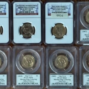 8x Presidential $1 Error Coins – Missing Edge Lettering – PCGS NGC MS66 MS67 LOT