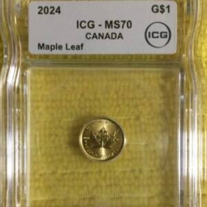 2024 $1 Canada 1/20 Oz Gold Maple Leaf Bullion Coin • MS70 • King Charles III