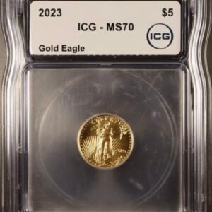 2023 $5 Gold American Eagle ICG MS70 1/10 Oz .999 Fine Gold Coin