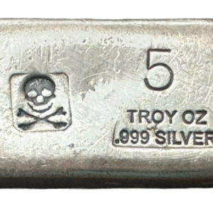 5oz silver bar PG&G Skull and Bones (Hand Poured)