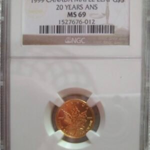 1999 CANADA 1/10oz GOLD MAPLE LEAF COIN (w/20 Year Aniv Privy) - NGC MS-69